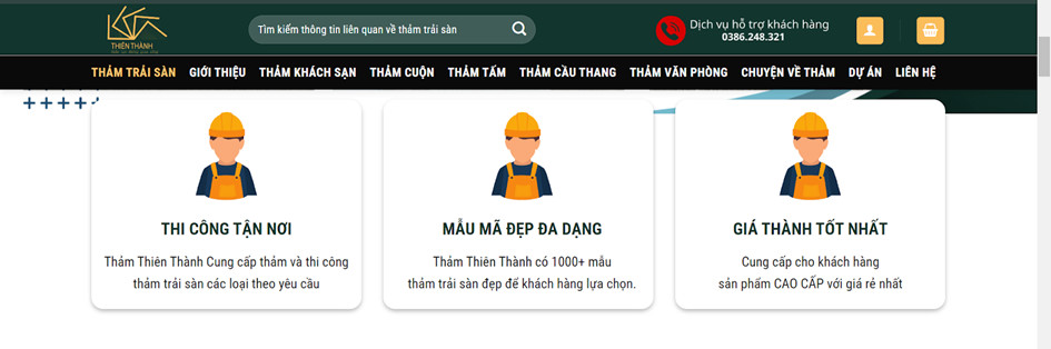 Thảm Thiên Thành cung cấp sản phẩm chất lượng và thi công tận nơi 