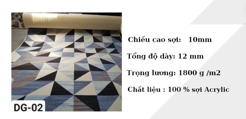 Thảm nỉ Acrylic với tổng trọng lượng 1800g 